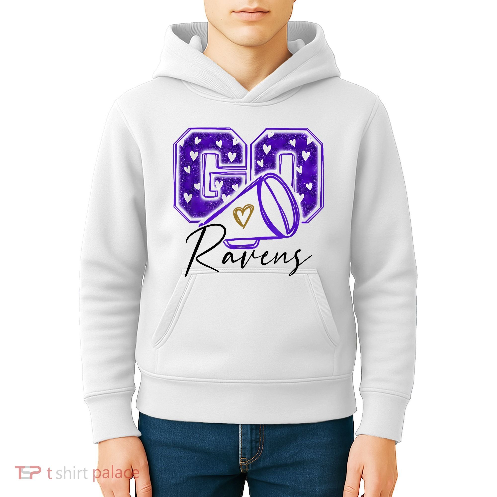 Go Cheer Ravens Sprots Fan Team Kids Hoodie