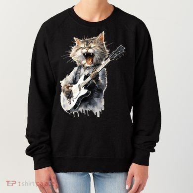 Guitar Cat Rock Cat Playing Guitar Women's Sweatshirt