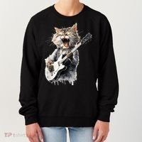 Guitar Cat Rock Cat Playing Guitar Women's Sweatshirt thumb 0