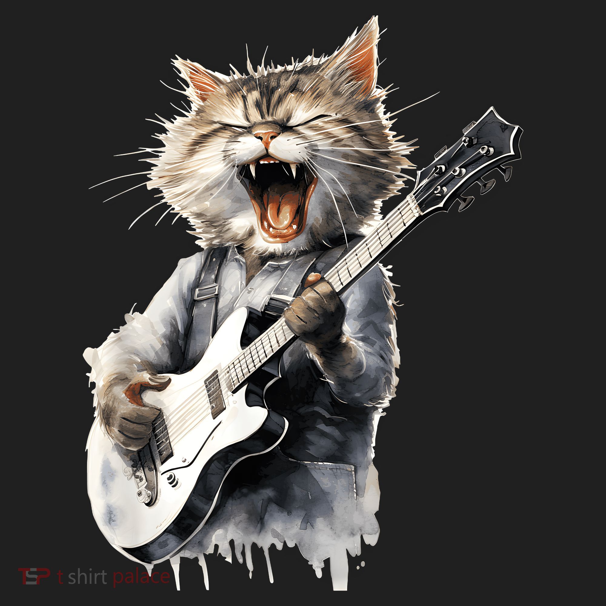 Guitar Cat Rock Cat Playing Guitar Women's Sweatshirt