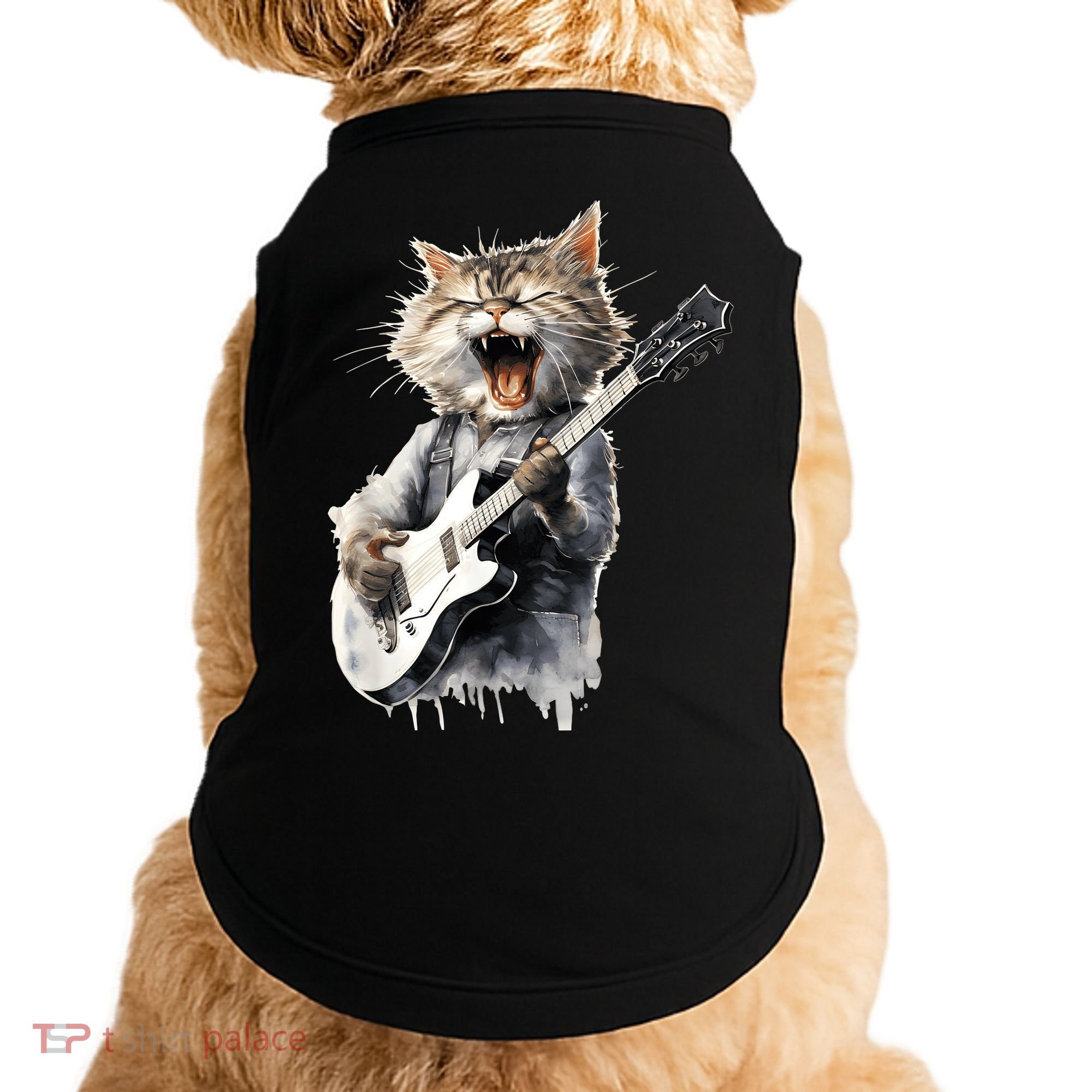 Guitar Cat Rock Cat Playing Guitar Doggie Tank