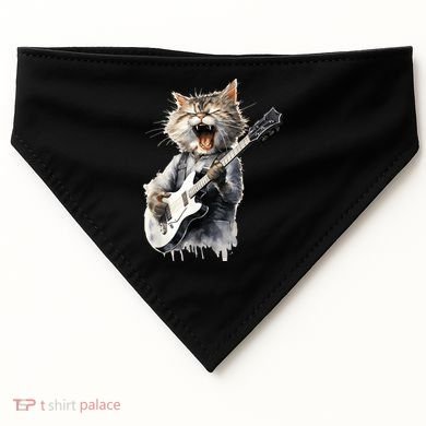 Guitar Cat Rock Cat Playing Guitar USA-Made Doggie Bandana