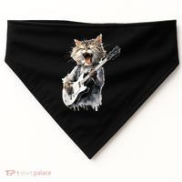 Guitar Cat Rock Cat Playing Guitar USA-Made Doggie Bandana thumb 0