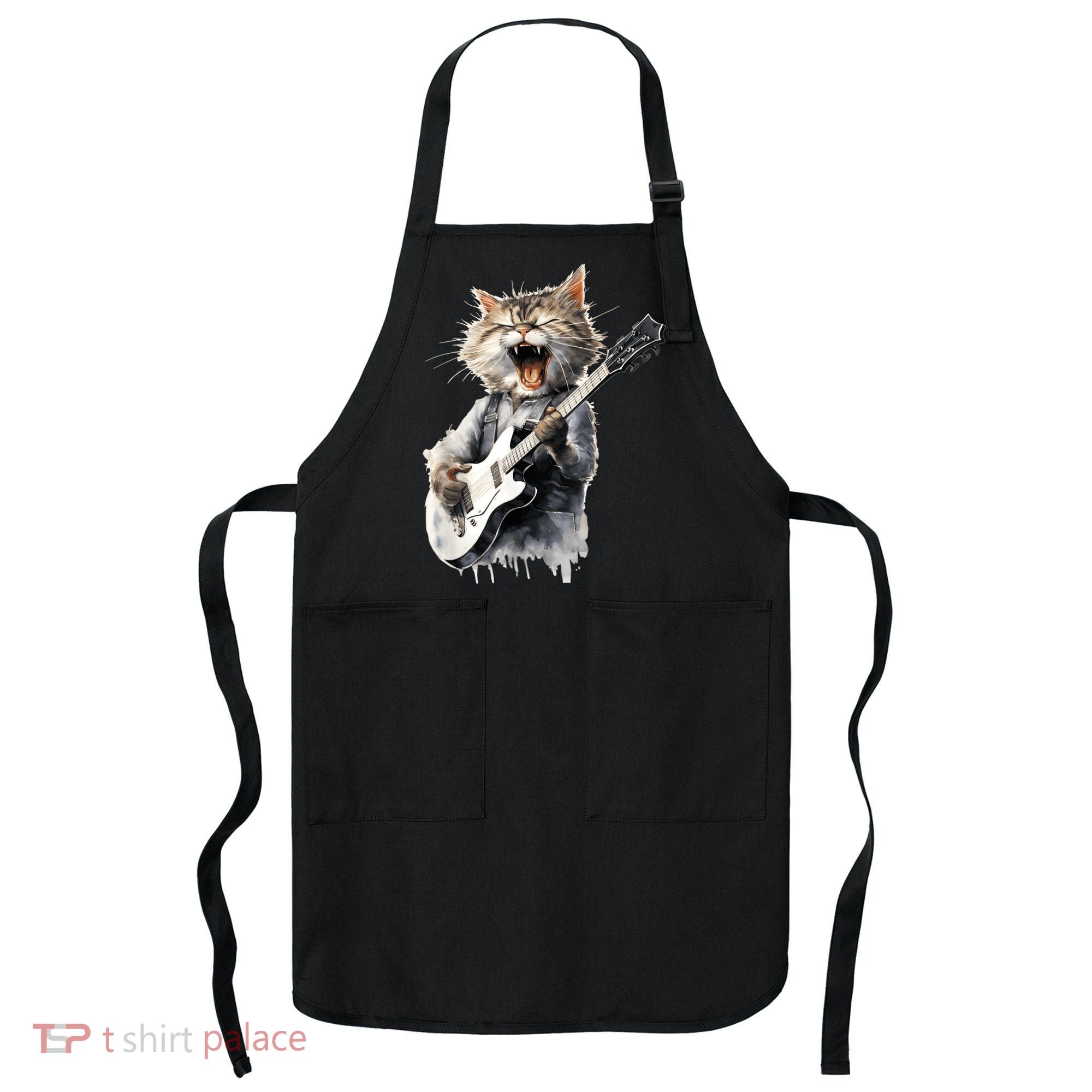 Guitar Cat Rock Cat Playing Guitar Apron