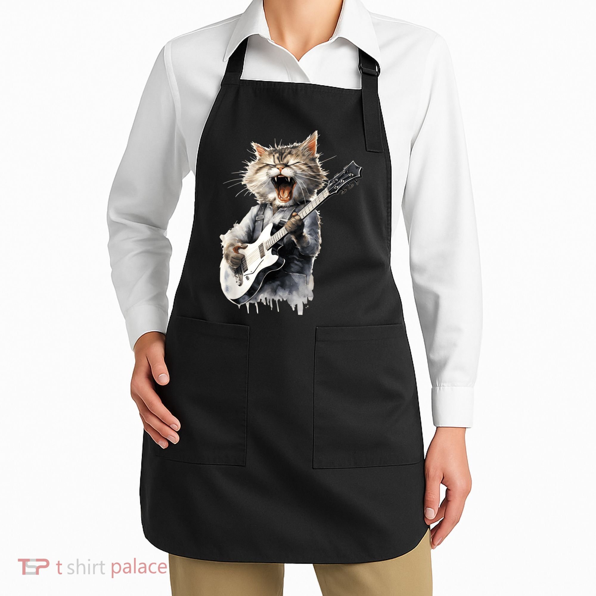 Guitar Cat Rock Cat Playing Guitar Apron