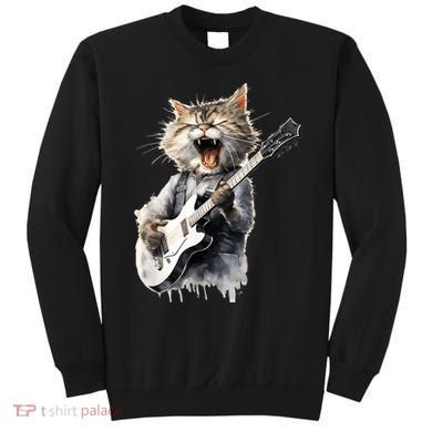 Guitar Cat Rock Cat Playing Guitar Sweatshirt