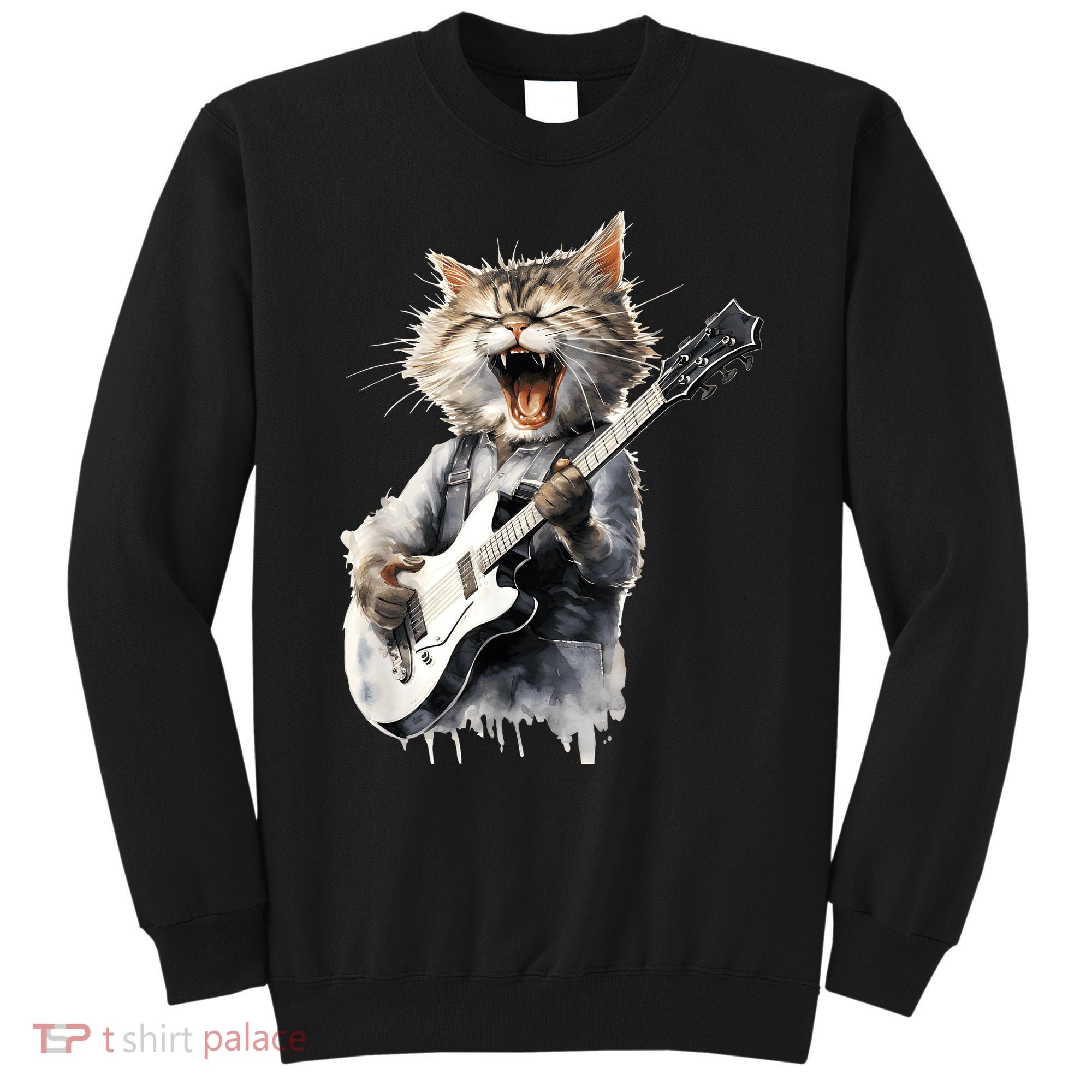 Guitar Cat Rock Cat Playing Guitar Sweatshirt