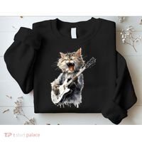 Guitar Cat Rock Cat Playing Guitar Sweatshirt thumb 2