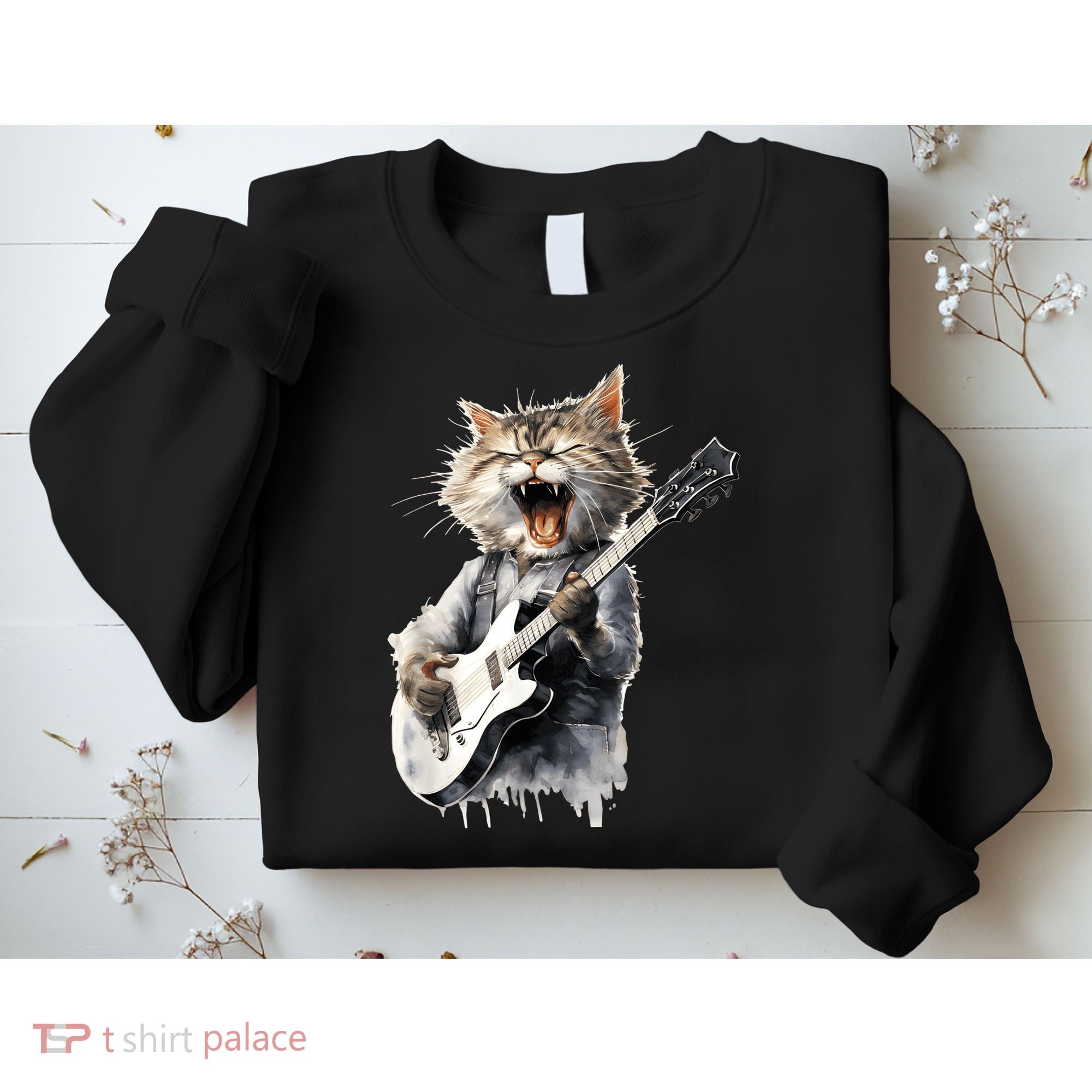 Guitar Cat Rock Cat Playing Guitar Sweatshirt