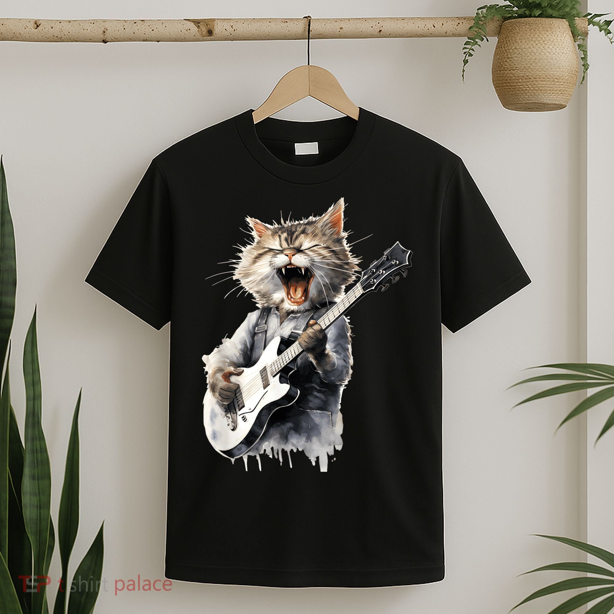 Guitar Cat Rock Cat Playing Guitar T-Shirt