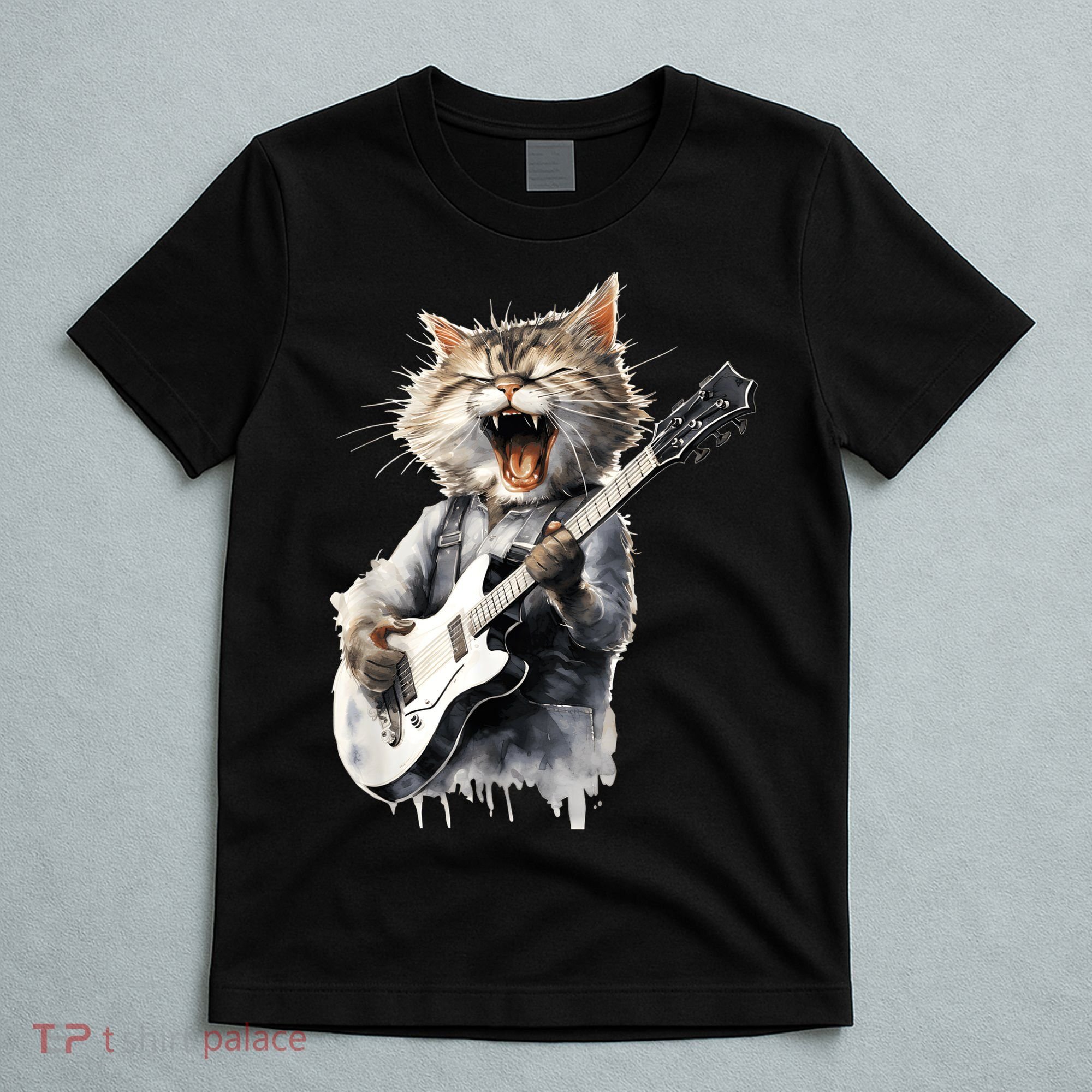 Guitar Cat Rock Cat Playing Guitar T-Shirt