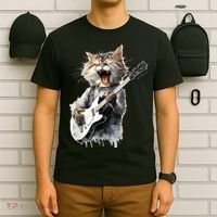 Guitar Cat Rock Cat Playing Guitar T-Shirt thumb 6