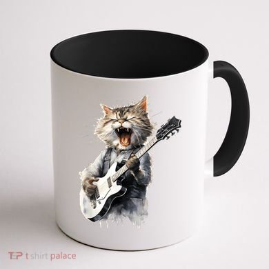 Guitar Cat Rock Cat Playing Guitar Coffee Mug back
