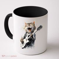 Guitar Cat Rock Cat Playing Guitar Coffee Mug thumb 0
