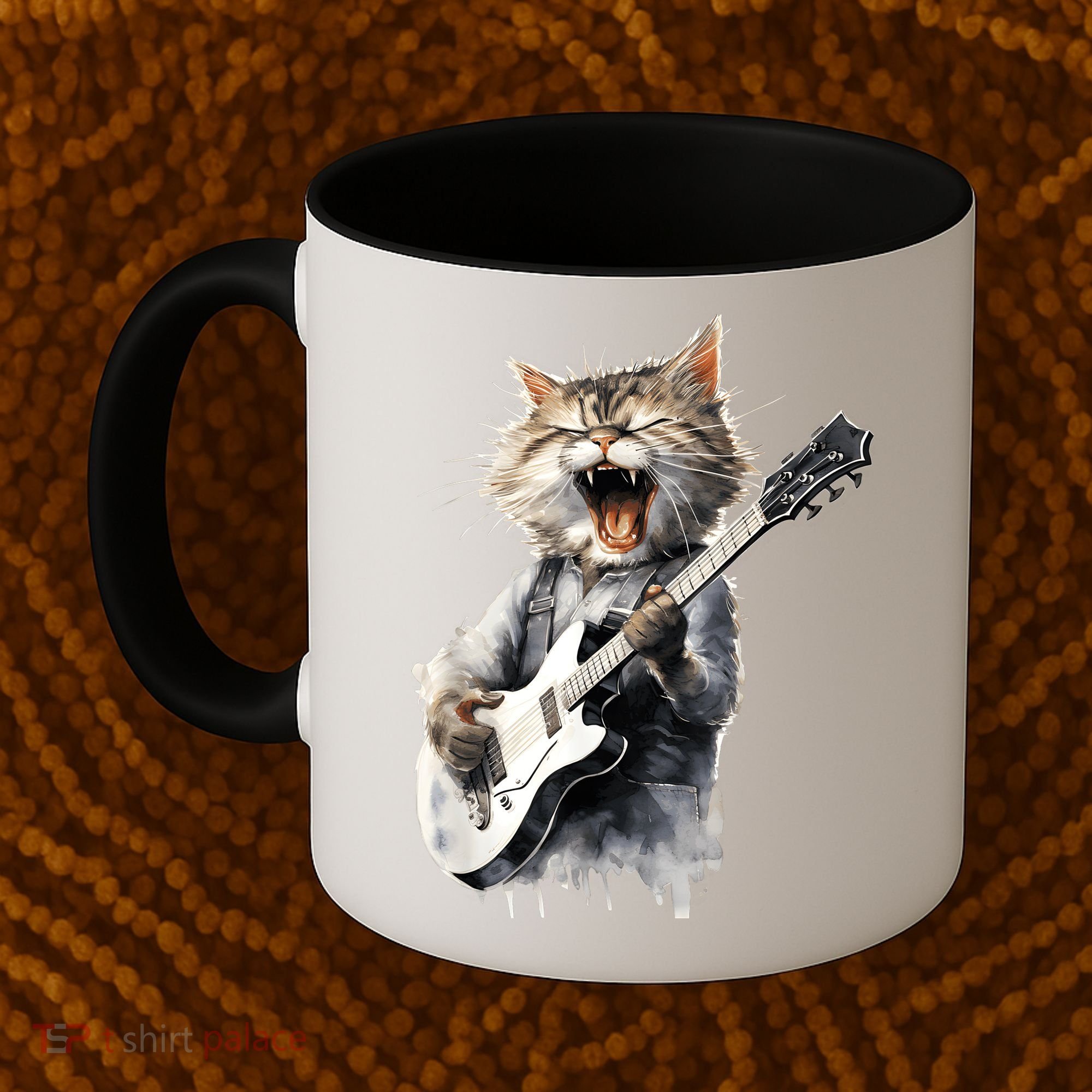 Guitar Cat Rock Cat Playing Guitar Coffee Mug