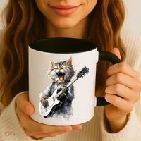 Guitar Cat Rock Cat Playing Guitar Coffee Mug thumb 3