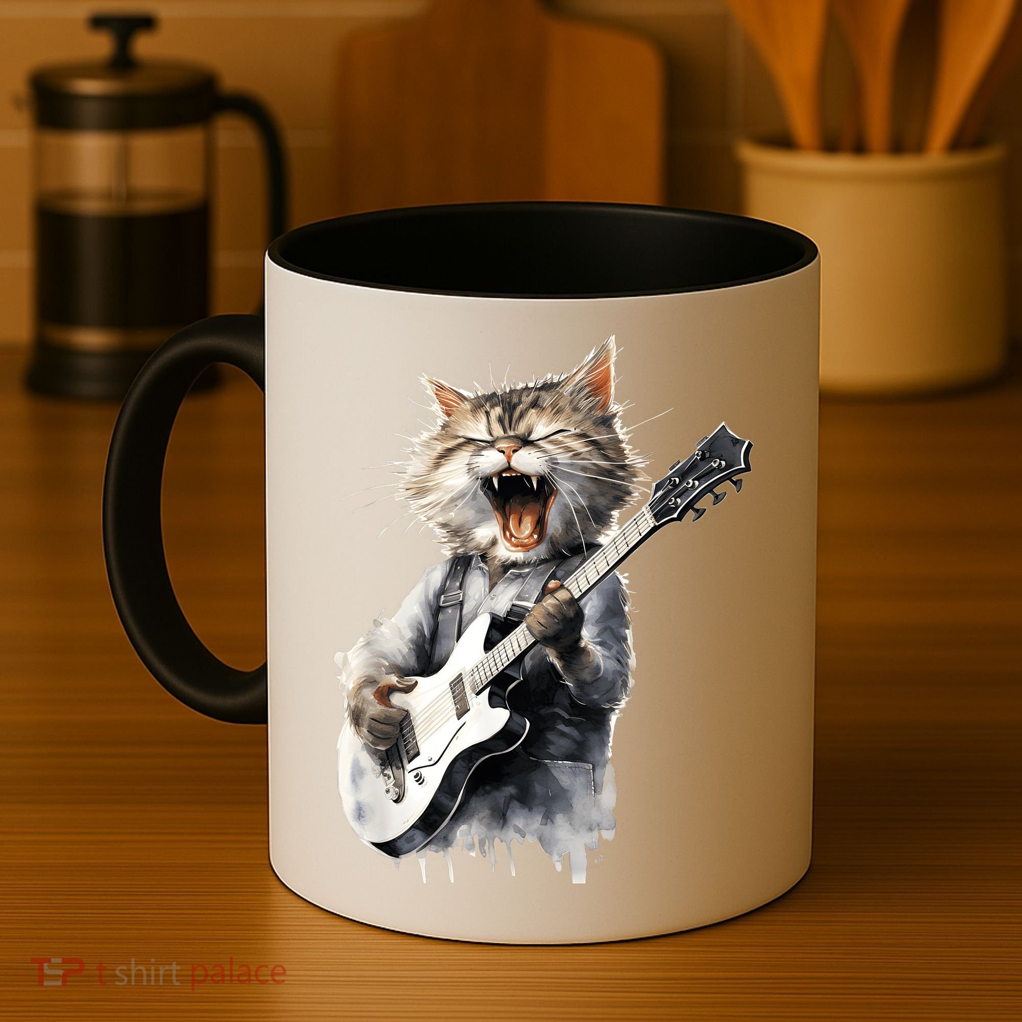 Guitar Cat Rock Cat Playing Guitar Coffee Mug