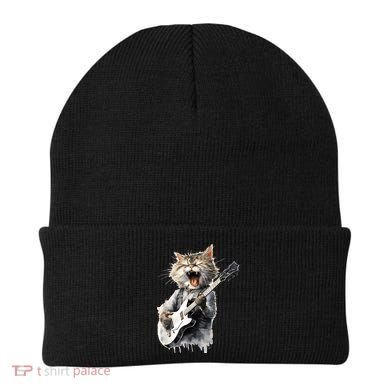 Guitar Cat Rock Cat Playing Guitar Beanie
