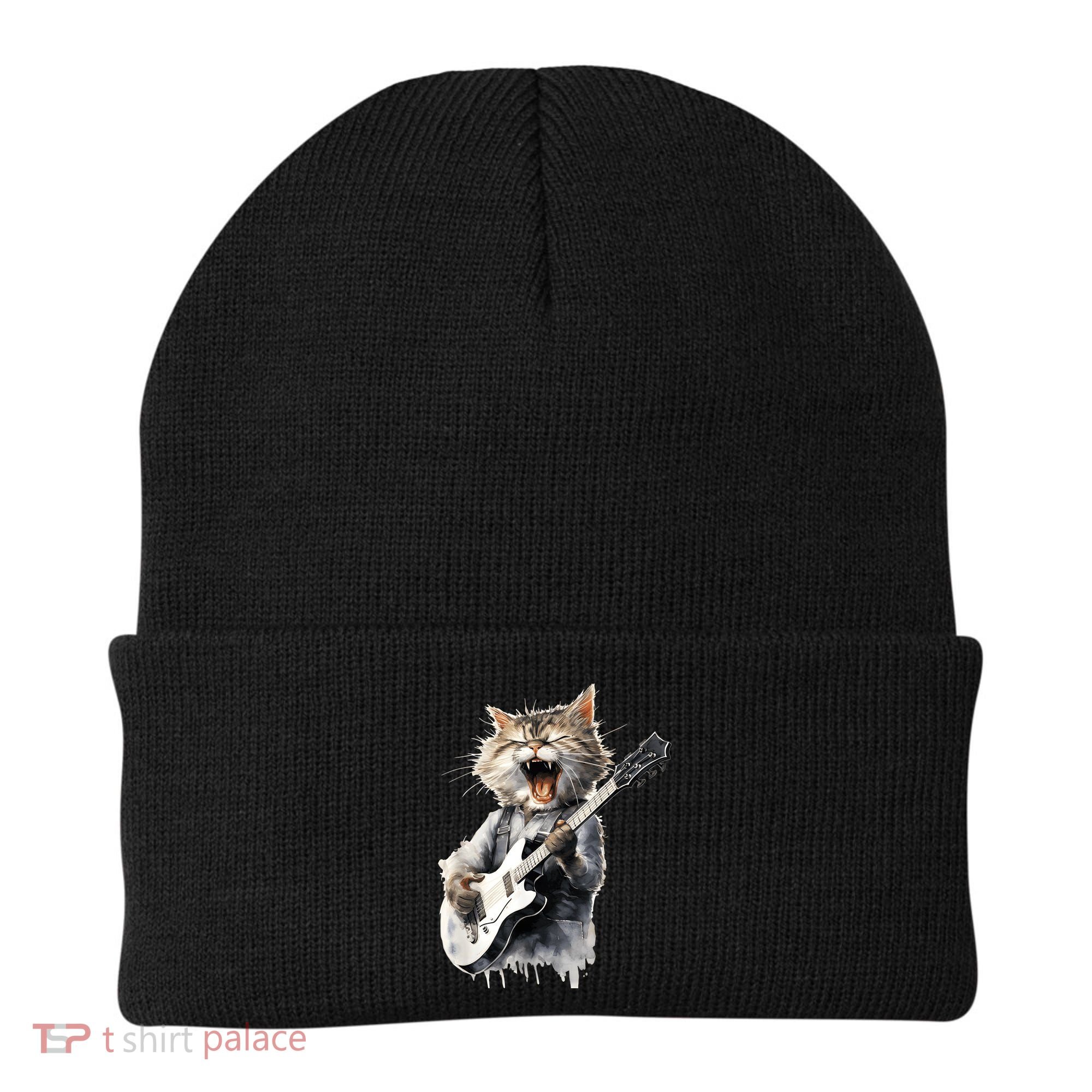 Guitar Cat Rock Cat Playing Guitar Beanie