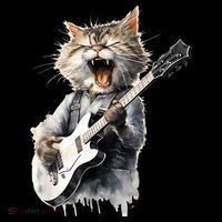 Guitar Cat Rock Cat Playing Guitar Mousepad thumb 1