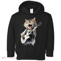 Guitar Cat Rock Cat Playing Guitar Toddler Hoodie thumb 0
