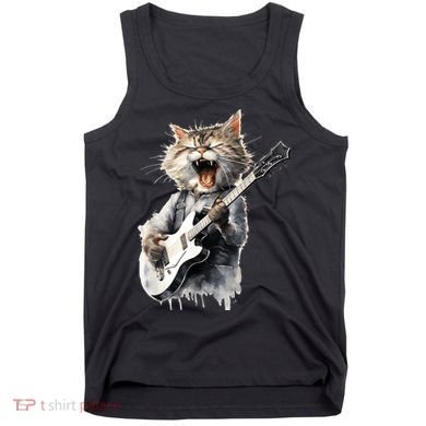 Guitar Cat Rock Cat Playing Guitar Tank Top