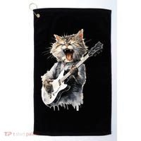 Guitar Cat Rock Cat Playing Guitar Golf Towel thumb 0