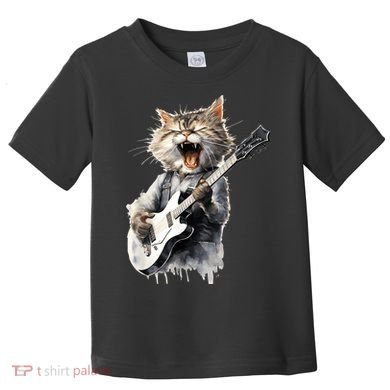 Guitar Cat Rock Cat Playing Guitar Toddler T-Shirt