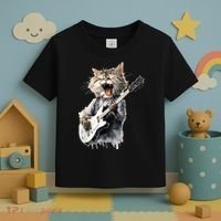 Guitar Cat Rock Cat Playing Guitar Toddler T-Shirt thumb 3