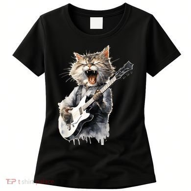 Guitar Cat Rock Cat Playing Guitar Women's T-Shirt
