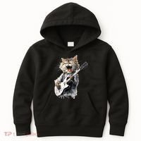 Guitar Cat Rock Cat Playing Guitar Kids Hoodie thumb 0