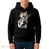 Guitar Cat Rock Cat Playing Guitar Kids Hoodie thumb 4
