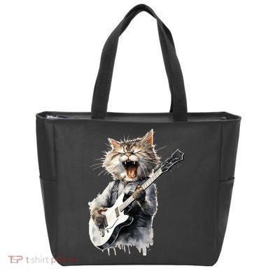 Guitar Cat Rock Cat Playing Guitar Tote Bag
