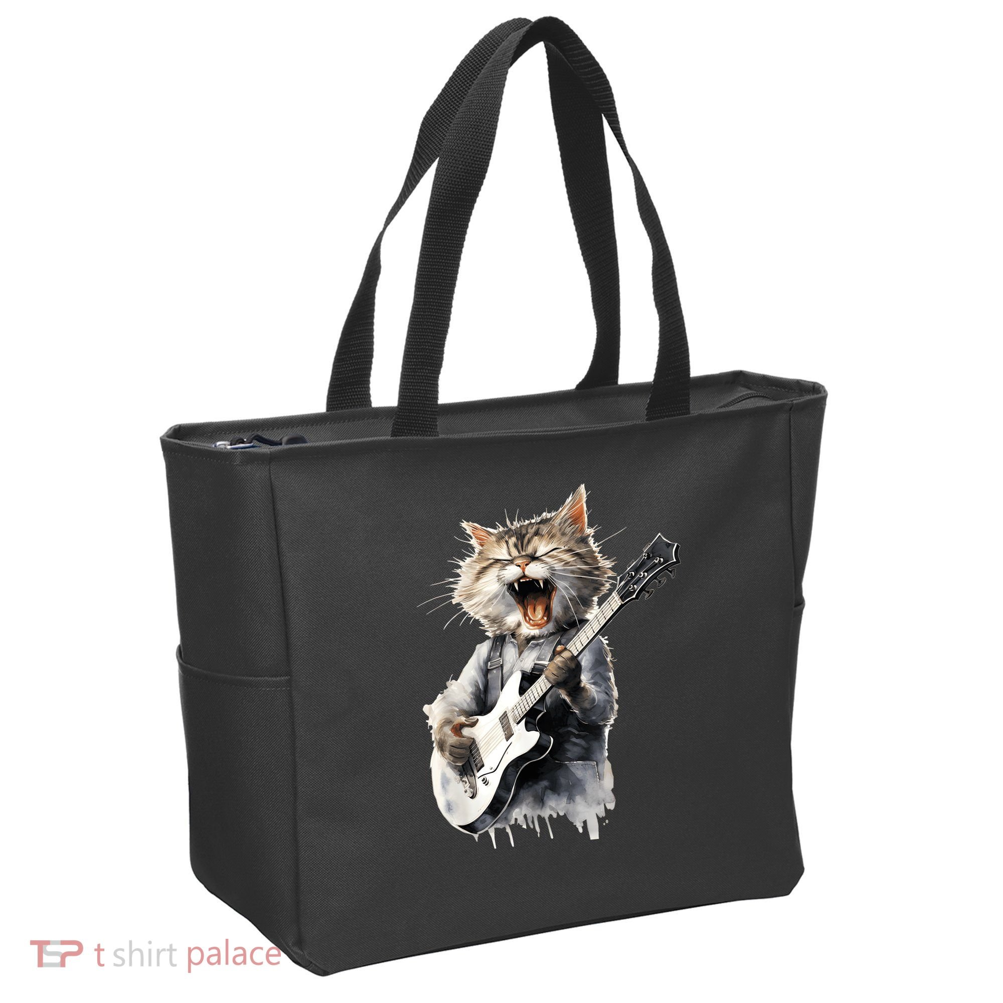 Guitar Cat Rock Cat Playing Guitar Tote Bag