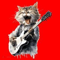 Guitar Cat Rock Cat Playing Guitar Santa Hat thumb 1