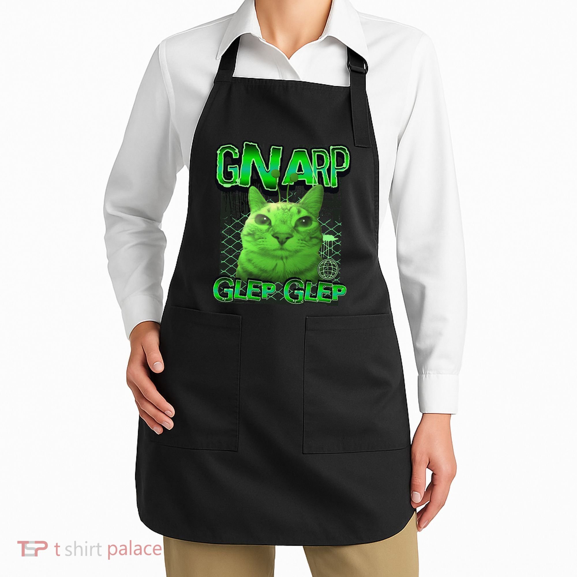 Gnarp Cat Silly Alien Cat Meme Brainrot Gen Z Meme Apron
