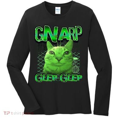 Gnarp Cat Silly Alien Cat Meme Brainrot Gen Z Meme Women's Long Sleeve Shirt