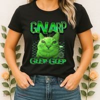 Gnarp Cat Silly Alien Cat Meme Brainrot Gen Z Meme Women's T-Shirt thumb 2