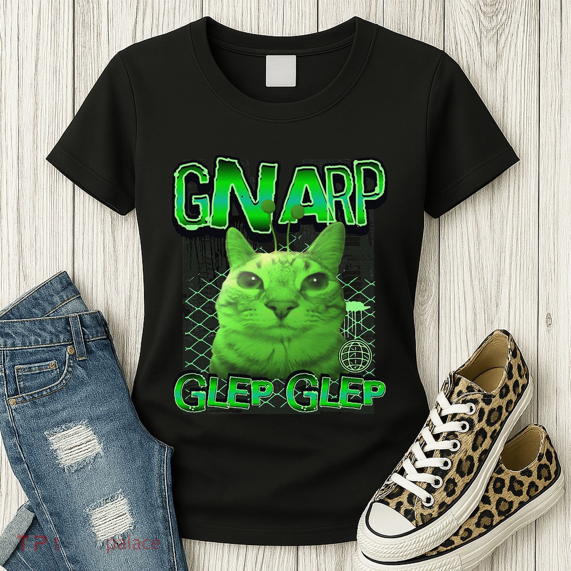 Gnarp Cat Silly Alien Cat Meme Brainrot Gen Z Meme Women's T-Shirt