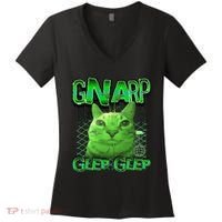 Gnarp Cat Silly Alien Cat Meme Brainrot Gen Z Meme Women's V-Neck T-Shirt thumb 0
