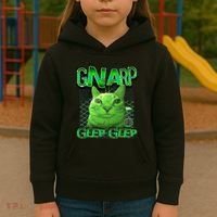 Gnarp Cat Silly Alien Cat Meme Brainrot Gen Z Meme Kids Hoodie thumb 3