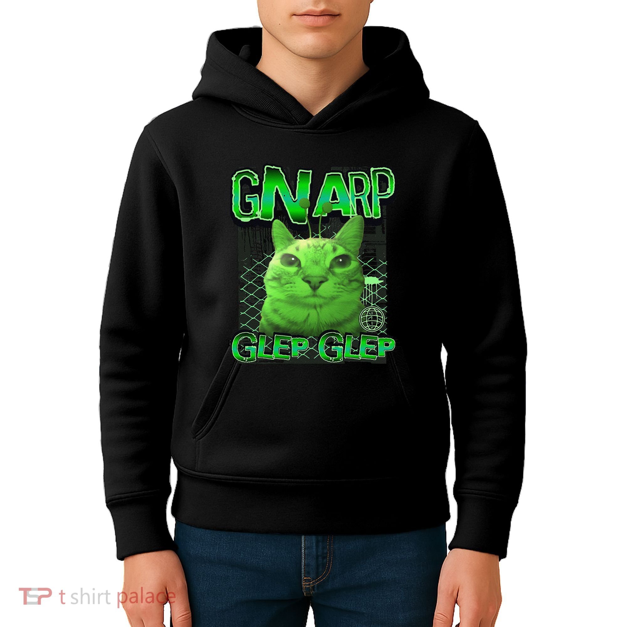 Gnarp Cat Silly Alien Cat Meme Brainrot Gen Z Meme Kids Hoodie