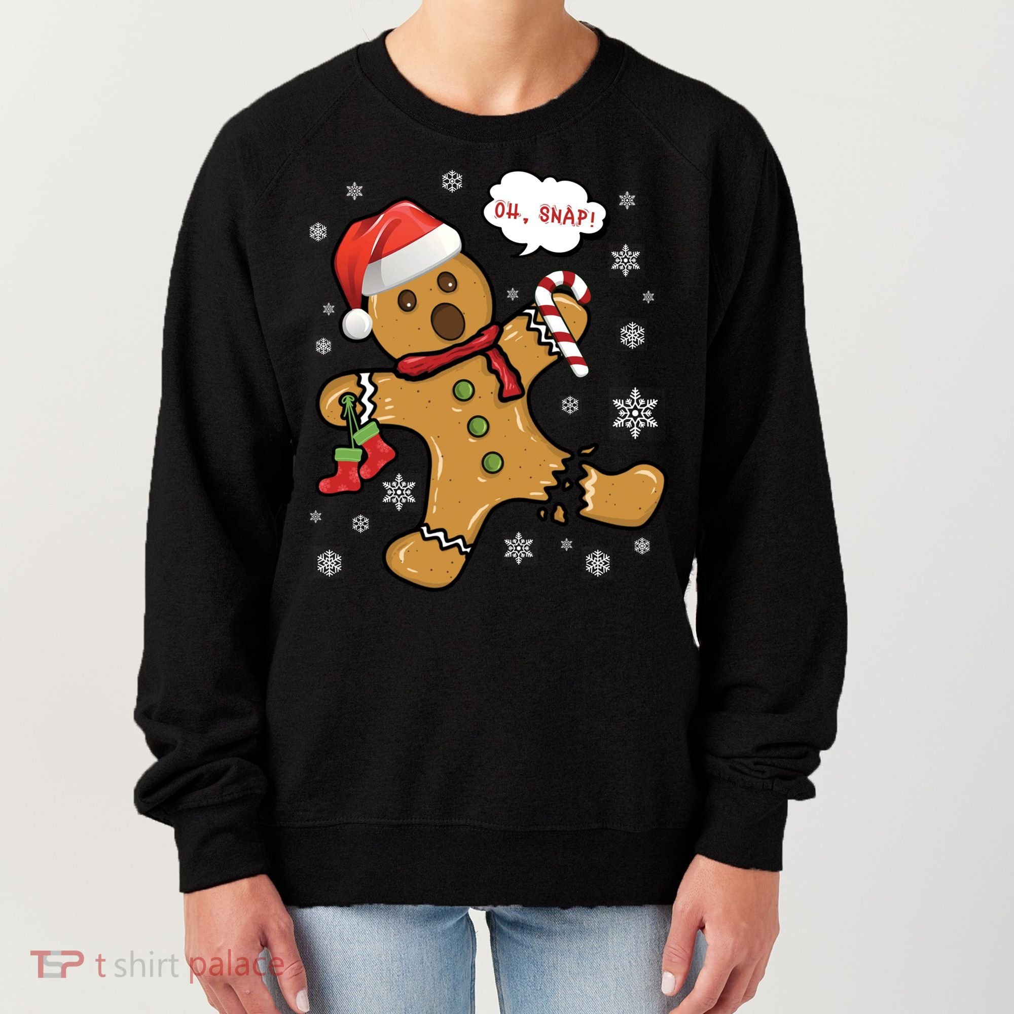 Gingerbread Cookie Santa Hat Oh Snap Funny Christmas Gift Women's Sweatshirt