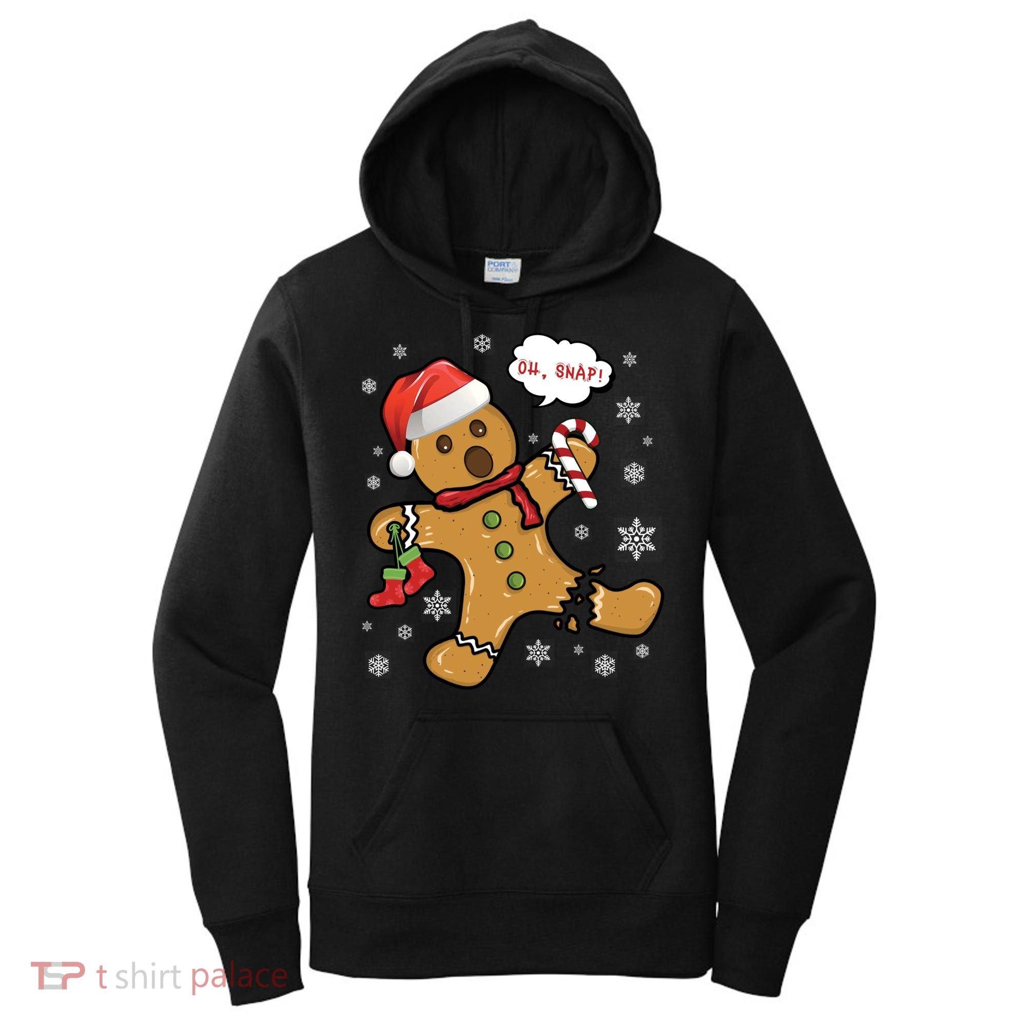 Gingerbread Cookie Santa Hat Oh Snap Funny Christmas Gift Women's Hoodie