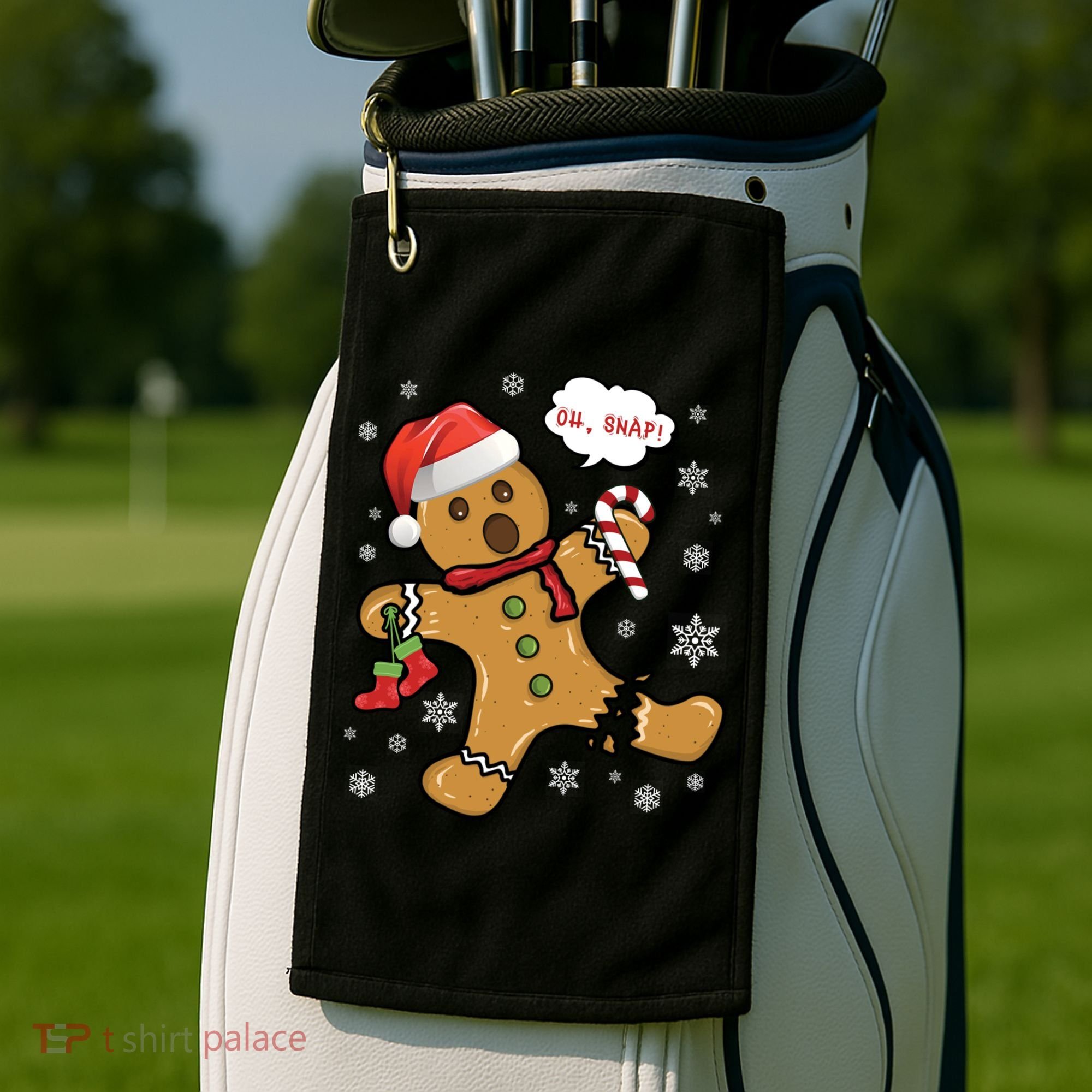 Gingerbread Cookie Santa Hat Oh Snap Funny Christmas Gift Golf Towel