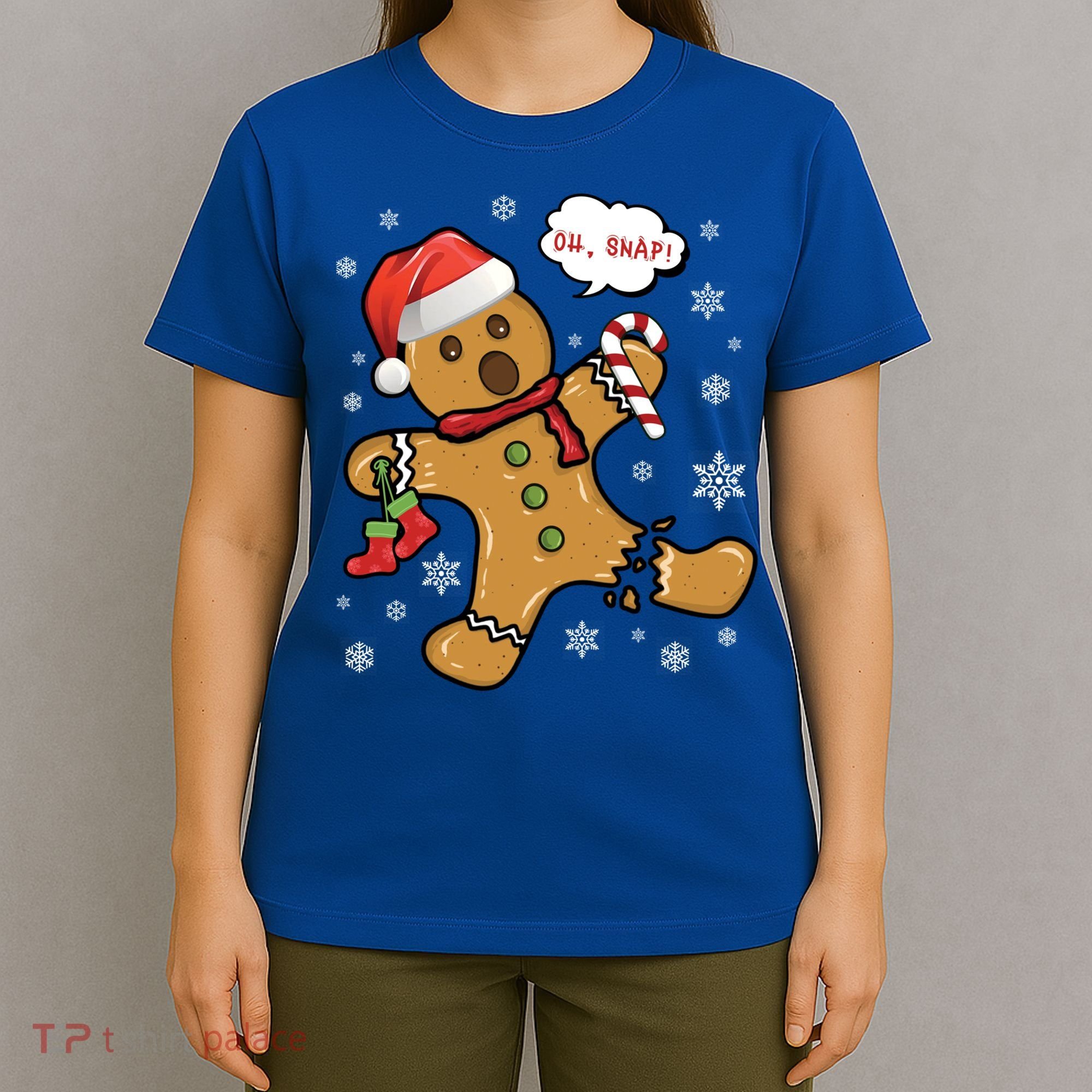 Gingerbread Cookie Santa Hat Oh Snap Funny Christmas Gift T-Shirt