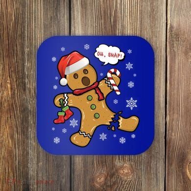 Gingerbread Cookie Santa Hat Oh Snap Funny Christmas Gift Coaster