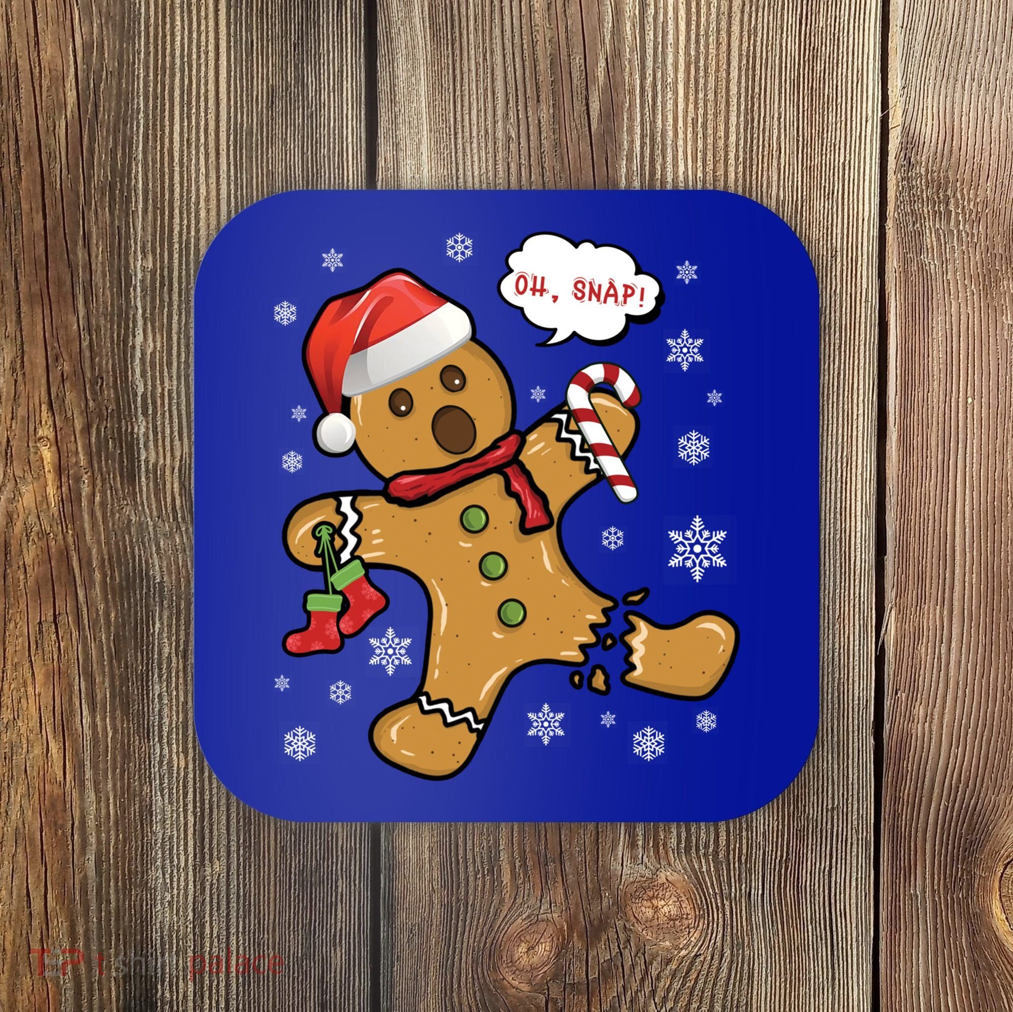 Gingerbread Cookie Santa Hat Oh Snap Funny Christmas Gift Coaster