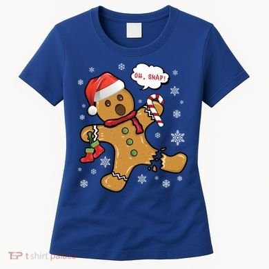 Gingerbread Cookie Santa Hat Oh Snap Funny Christmas Gift Women's T-Shirt
