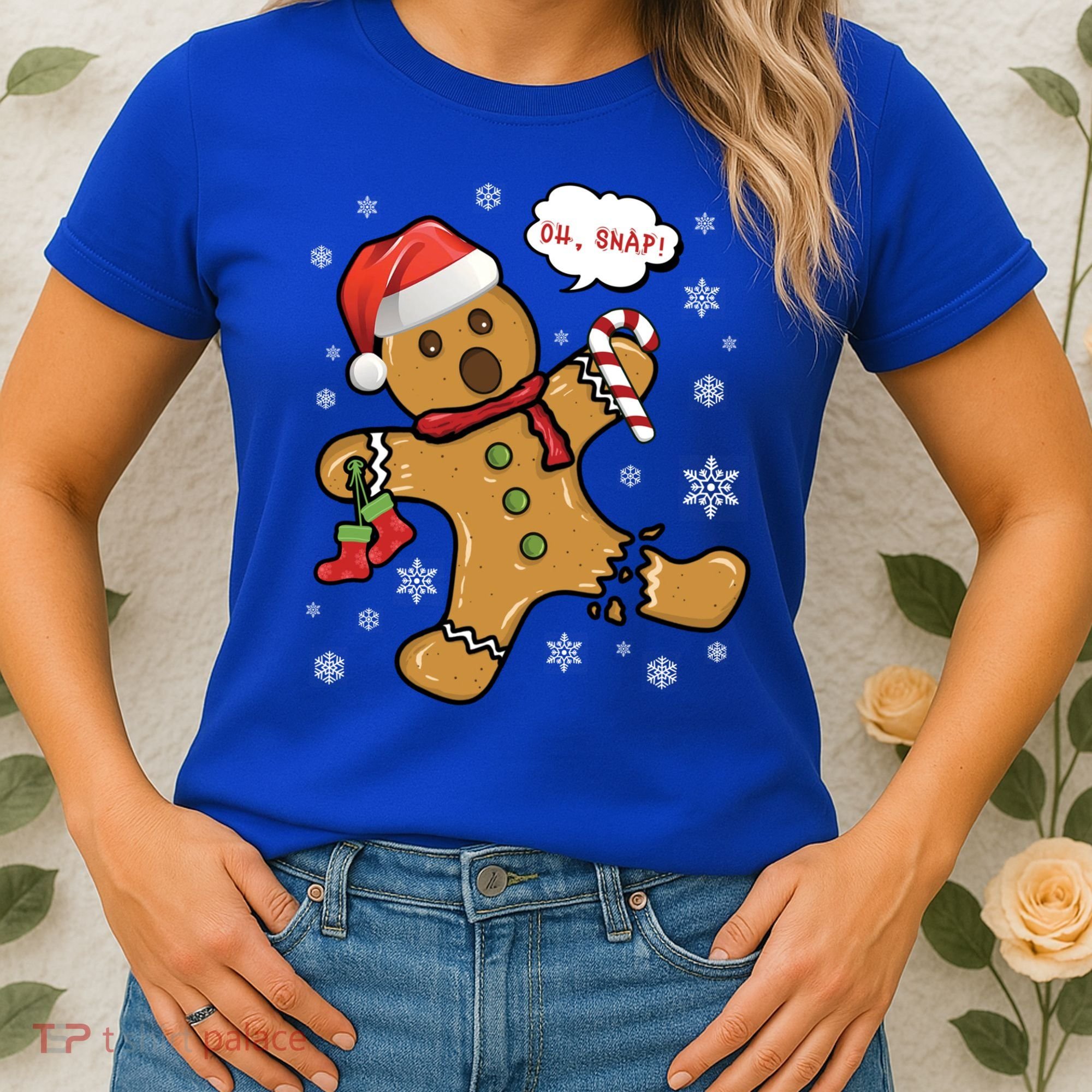 Gingerbread Cookie Santa Hat Oh Snap Funny Christmas Gift Women's T-Shirt